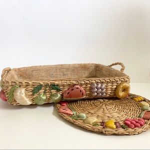 Vintage Woven Basket + Woven Trivet